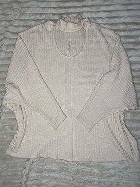 Urban Outfitters Ribbed Cutout Mock Neck Cream Sweater
